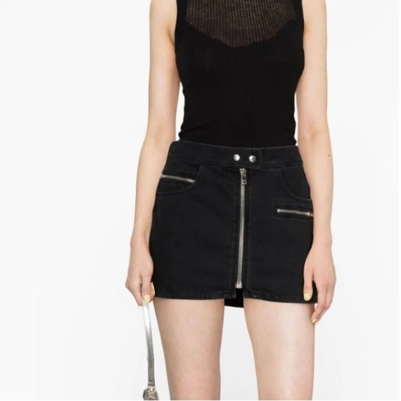 Isabel Marant carly black denim mini skirt sz 42 french/ 10 us - Picture 10 of 11